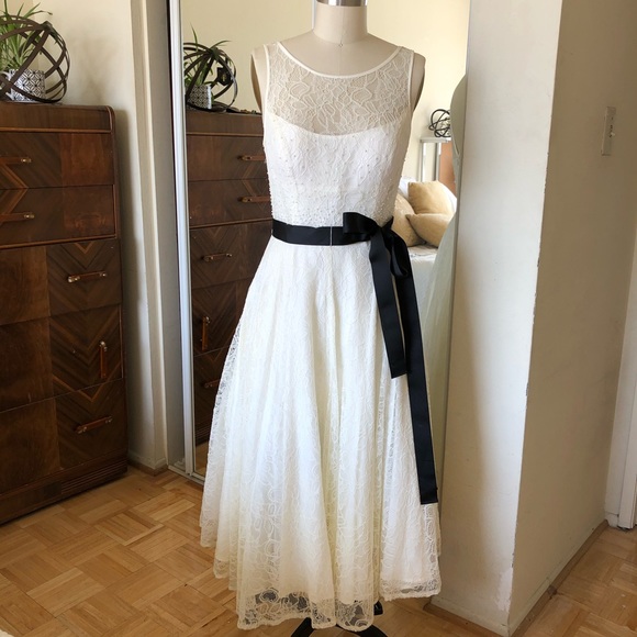 white lace tea dress